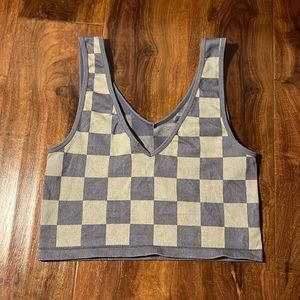 Dusty purple/gray cropped tank top, stretchy, Women’s Meduim/Large